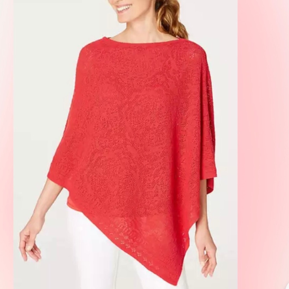 J•Jill cotton-Linen blend HIBISCUS 🌺 poncho. One Size.